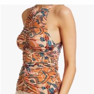 A.L.C. Adley ruched top in Orange and Blue Floral